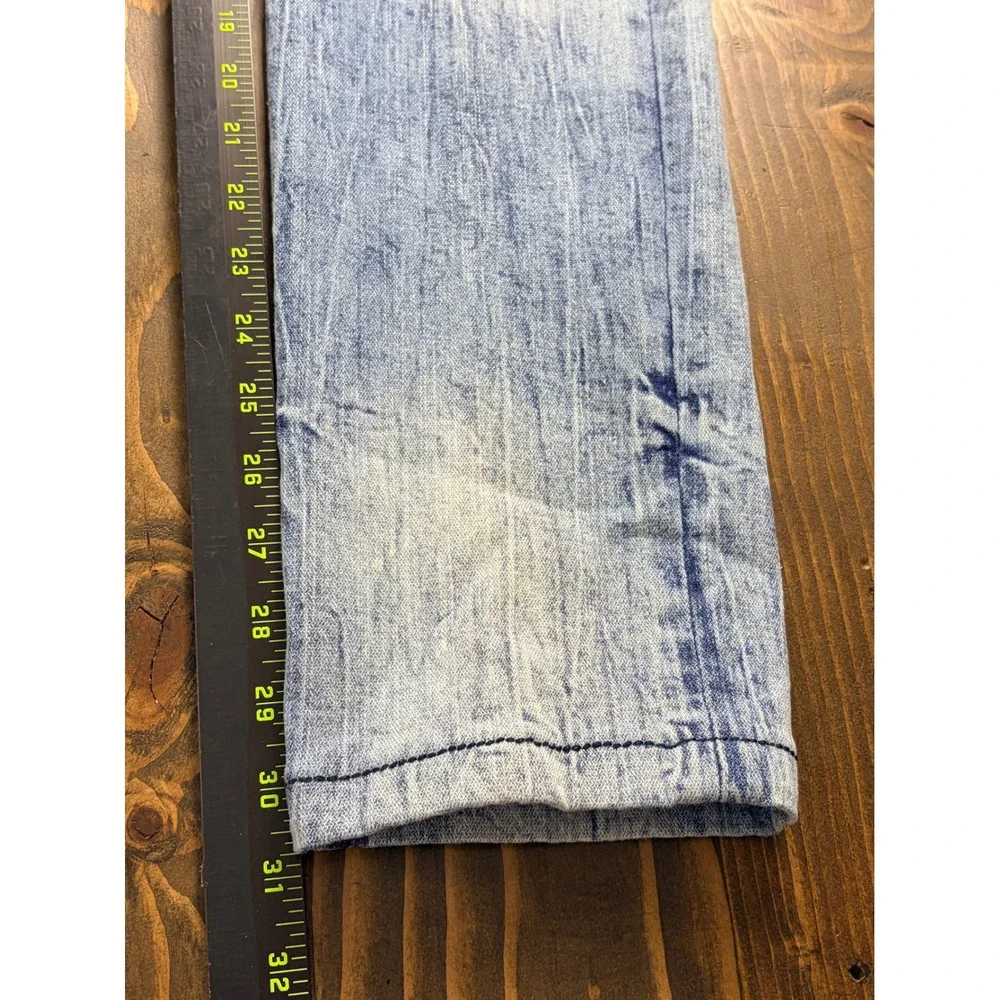 True Religion Rocco Relaxed Skinny Jeans Mend 33 Blue Acid Wash Denim